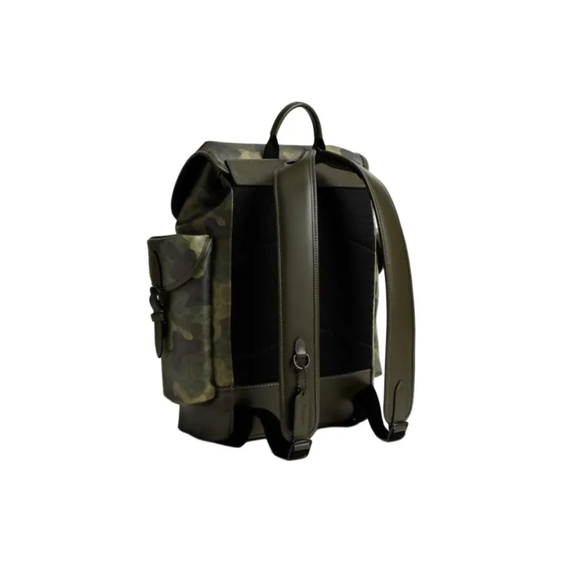 COACH Hitch Artificial Leather With Cow Leather Backpack Large Size Men's Camouflage-1