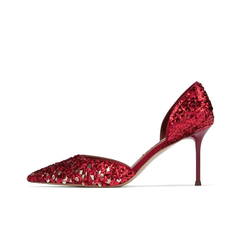 ROSESTUDIOBYGUOPEI x 73Hours Premium Wedding Shoes Collection, A Bouquet Of Colors Slim Heel High Heels Women's Red-0