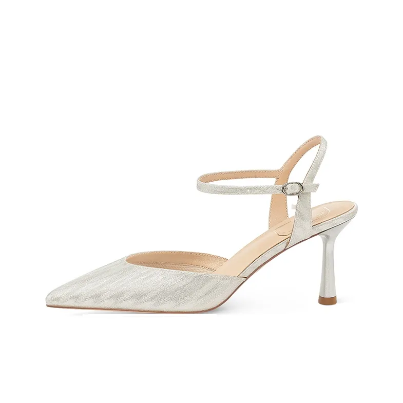 7or9 Aurora Shell Slim Heel Air Cotton High Heels 7cm Women's Silver-0