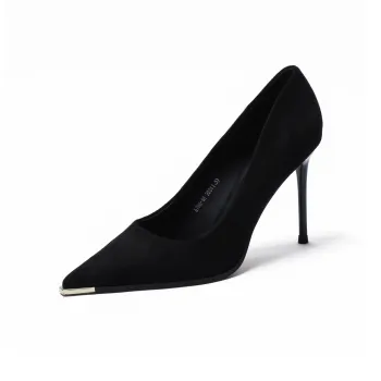 PINWEISHIDU Slim Heel High Heels 8cm Women's Black