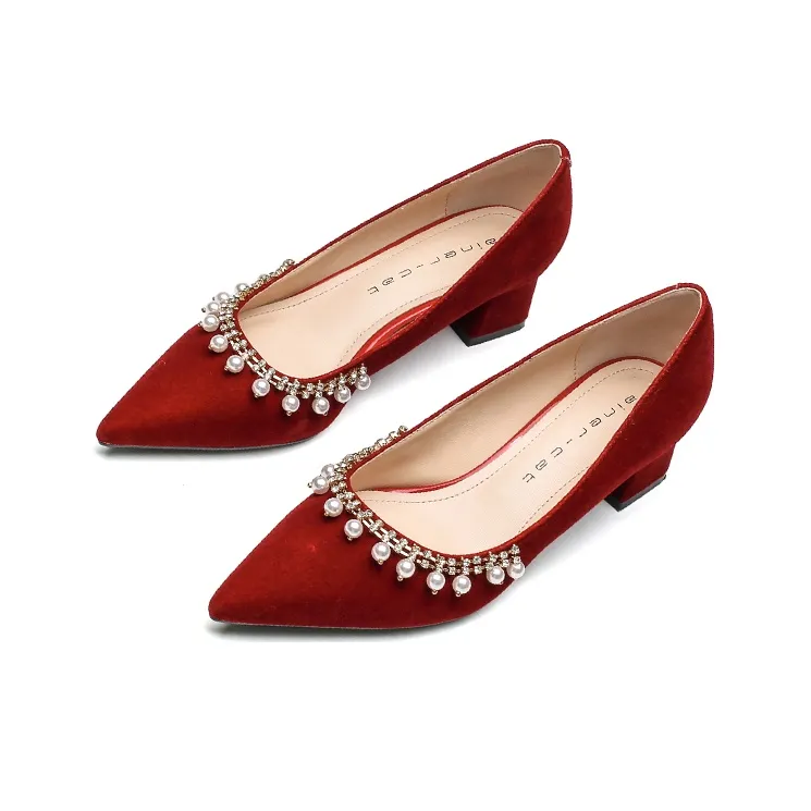 Ainer cat Chunky Heel High Heels 5cm Women's Red-2