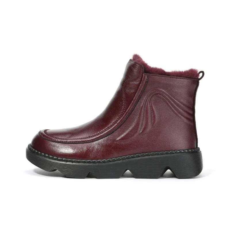 Old Meihua Ankle Boots Women's Black/Burgundy-5