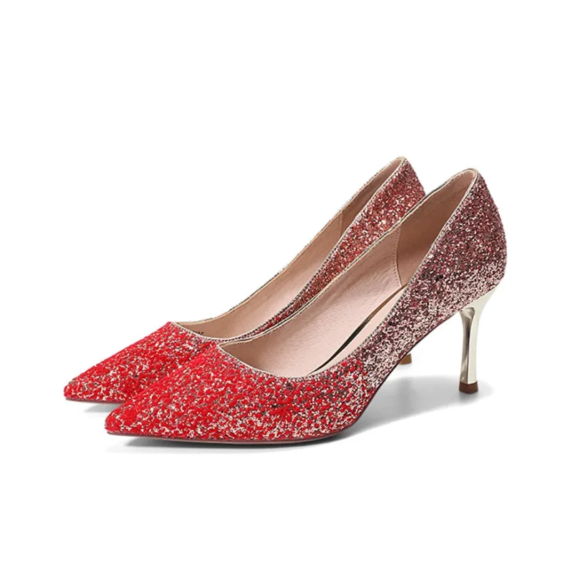 DAPHNE Slim Heel High Heels Women's Red-2