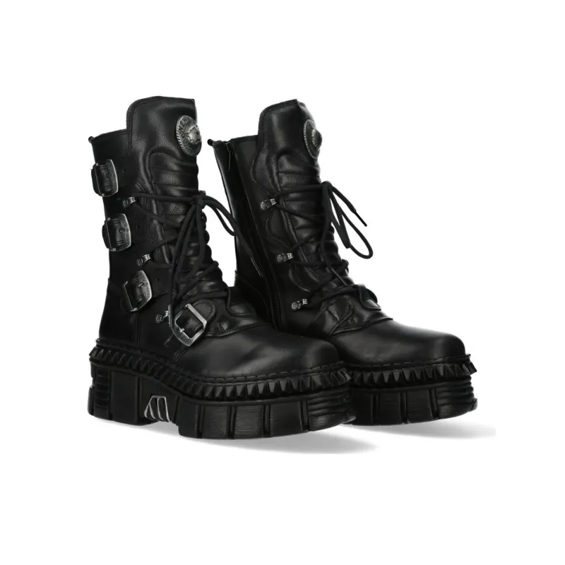 NEW ROCK Ankle Boots 6cm Unisex Black-3