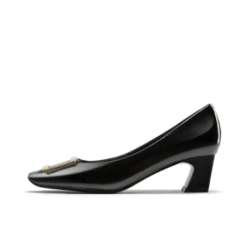 NINE WEST Chunky Heel High Heels Heel Height 5CM Women's Apricot Black Ecru