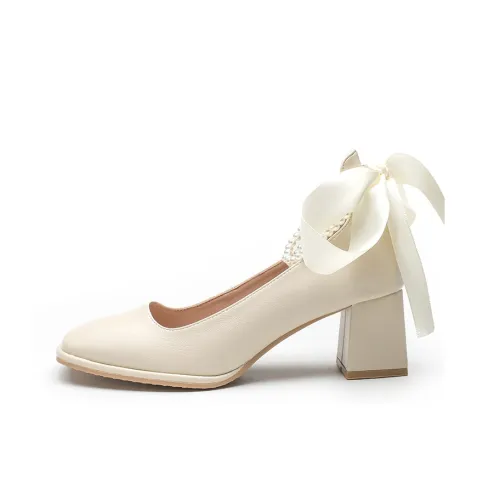 KATHRYN WILSON Chunky Heel High Heels 5.5cm Women's Apricot