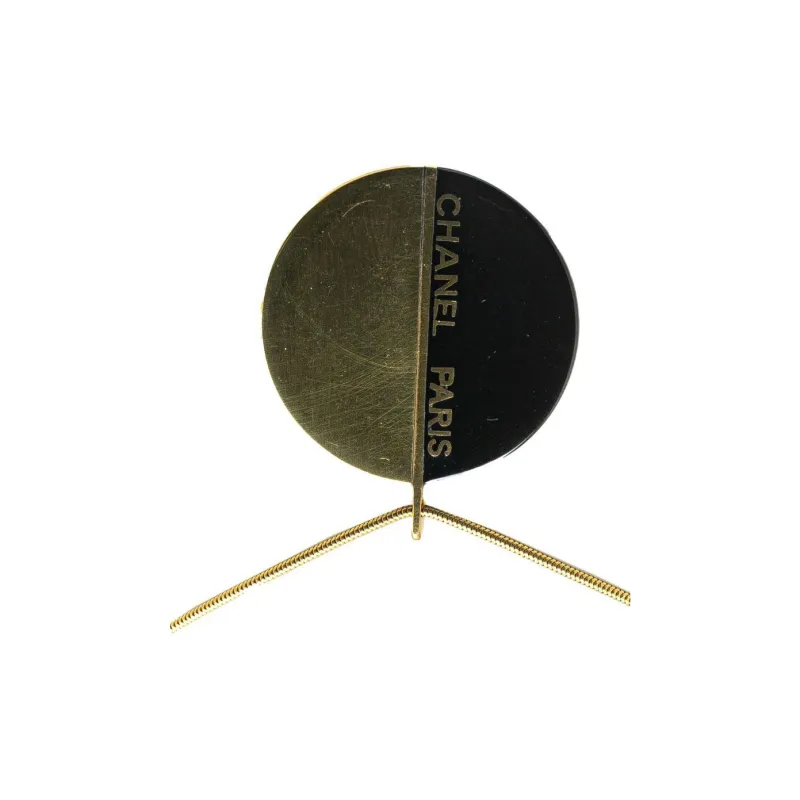 CHANEL Brass Enamel Enamel Necklaces Women's Black-2