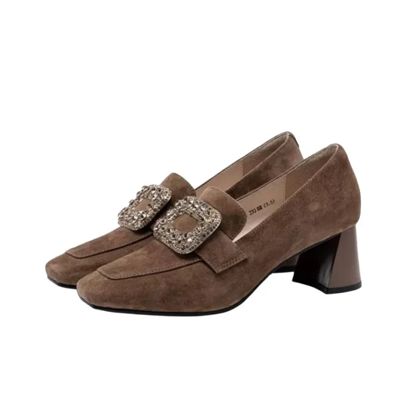 Satchi Chunky Heel High Heels 5.3cm Women's Brown-1