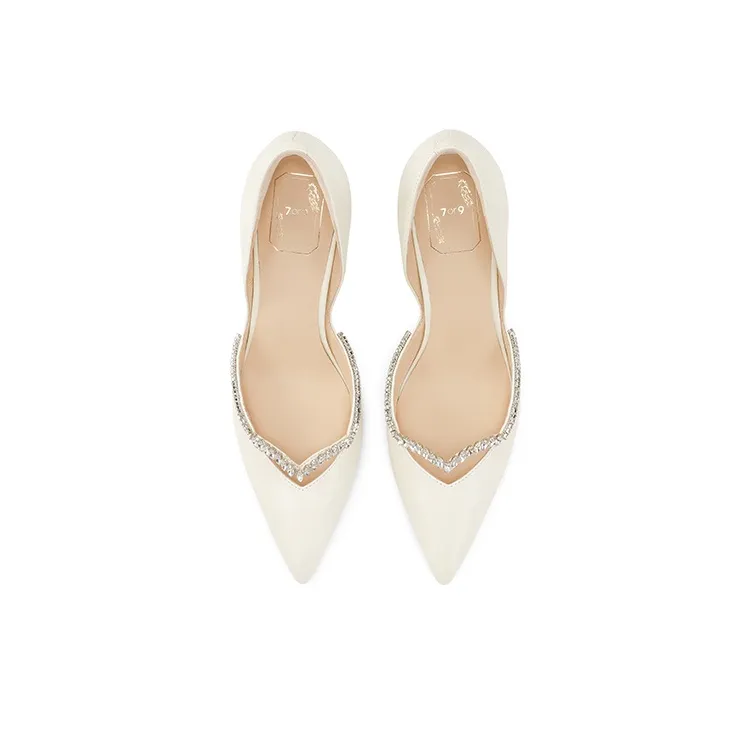 7or9 Early Snow Slim Heel Air Cotton High Heels 7cm Women's Milk White-3