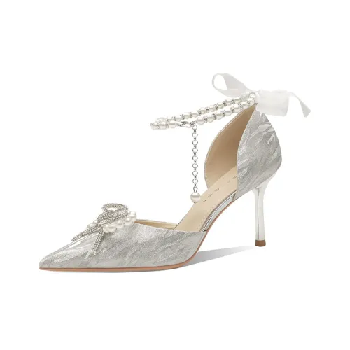 Ainer-cat Heart-Fluttering Lover High Heels Women
s Silver