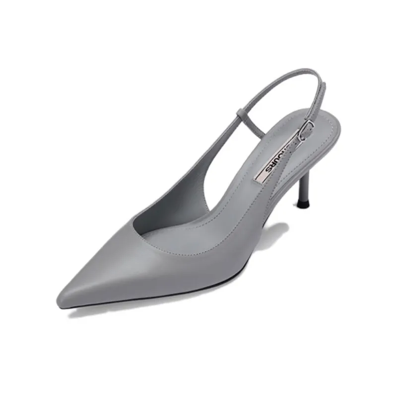 73Hours 45-Degree Elegant Slim Heel High Heels 8cm Women's Black/Gray/Apricot-6