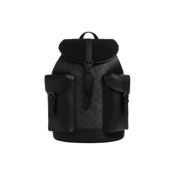 COACH Cow Leather Backpack Large Size Men's Black