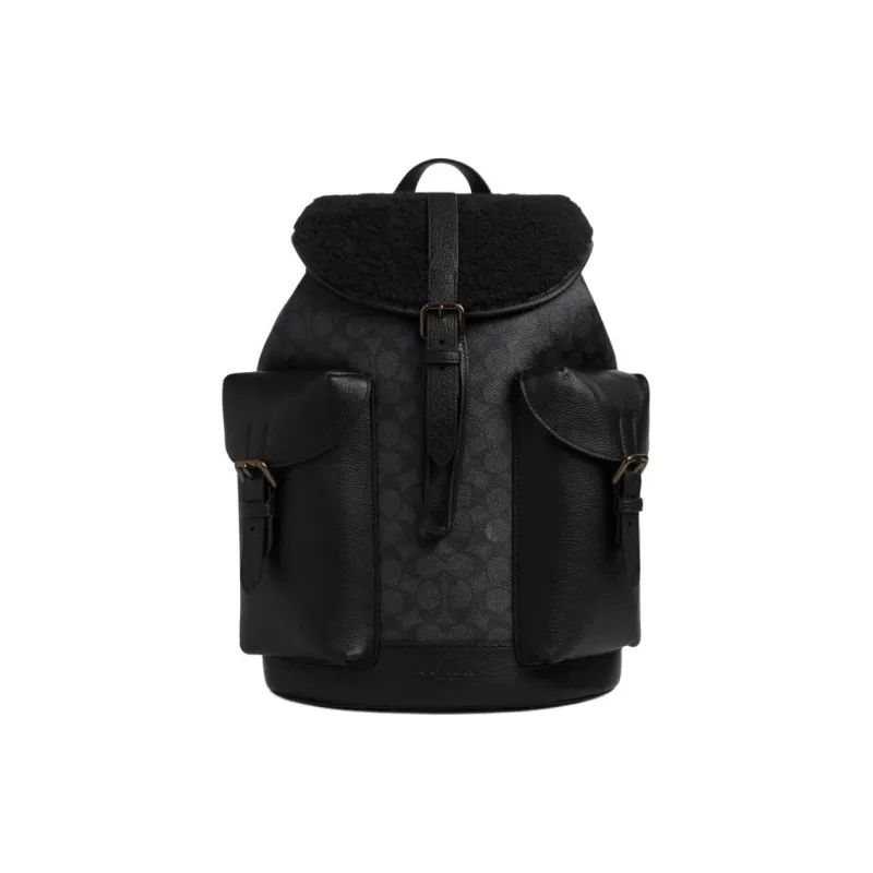 COACH Cow Leather Backpack Large Size Men's Black-0