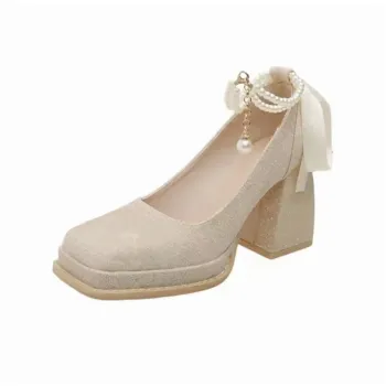 Xingdiman Chunky Heel High Heels Women's Champagne
