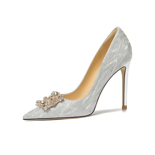 Lily Wei Fire Tree Silver Flower Slim Heel High Heels Women's