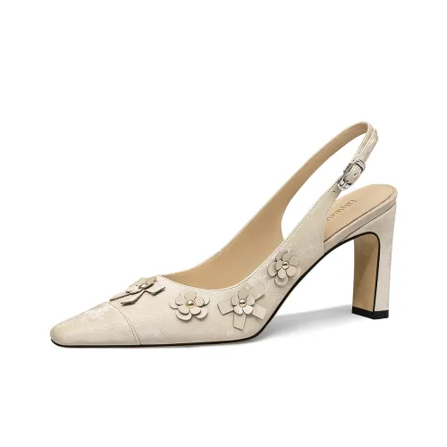 Lily Wei Dream Entry Chunky Heel High Heels 7.5cm Women's Khaki