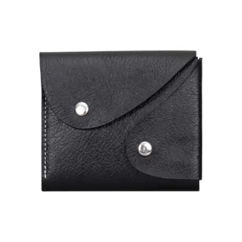 HELIUYUZHOU Top Grain Cow Leather Wallet Unisex Black