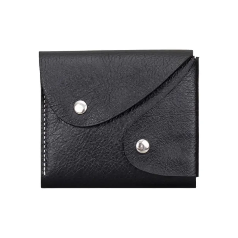 HELIUYUZHOU Top Grain Cow Leather Wallet Unisex Black-0