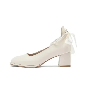 DAPHNE Chunky Heel High Heels 5.5cm Women's Beige