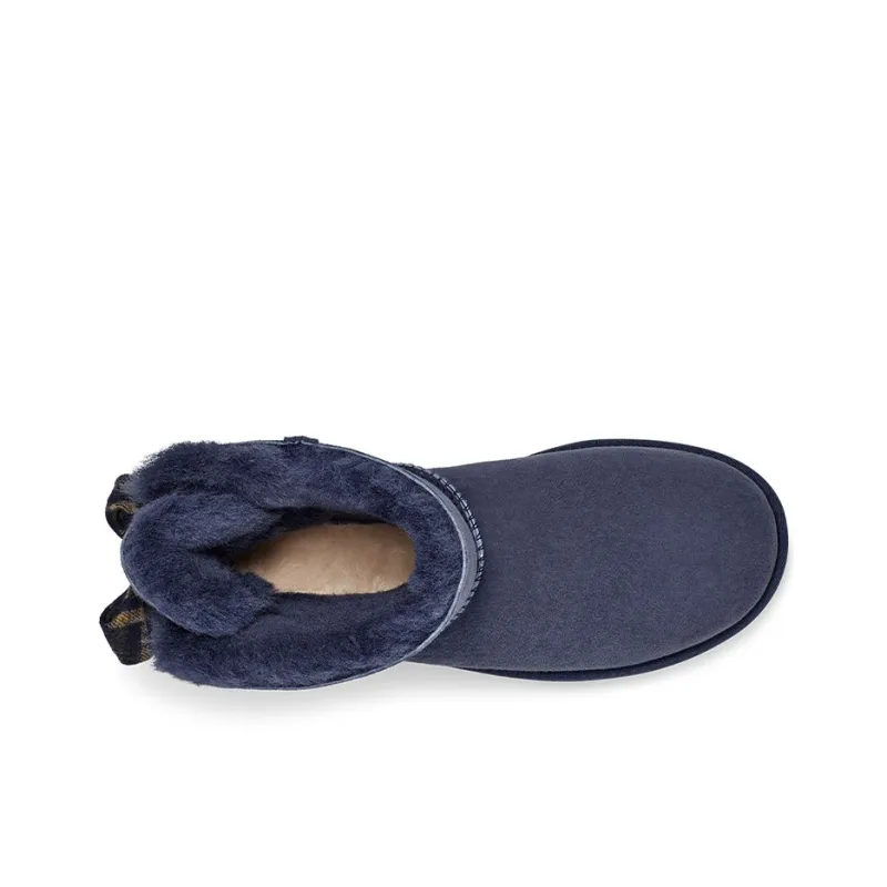 UGG Mini Bailey Bow Plaid Ribbon 'Navy Blue Grey' Women's-4