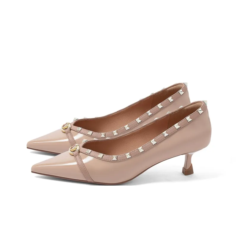 COMELY Flared Heel High Heels 4.5cm Women's-6