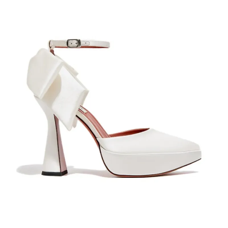 SHOESZOOO Main Yarn Wedding Shoes Chunky Heel High Heels 12cm Women's White-1