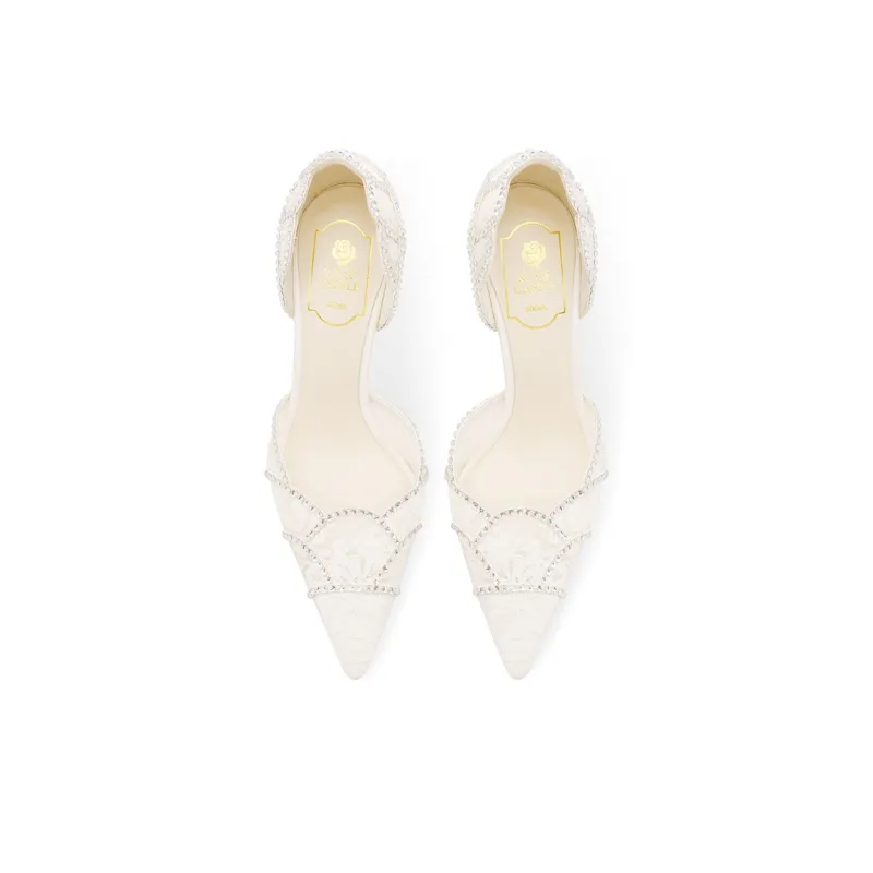 ROSE CASTLE Slim Heel High Heels 7.5CM Women's White-5