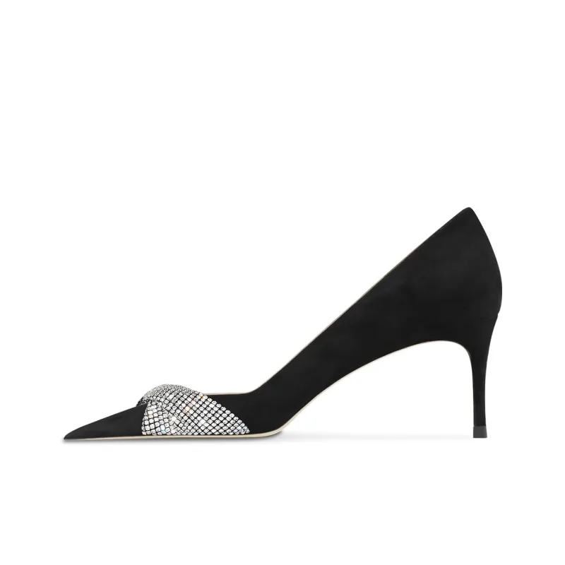 Ganxiaojie Slim Heel High Heels Women's Black-0
