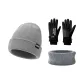 Gray Hats & Caps+Black Gloves+Gray Scarf