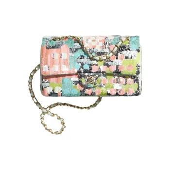 CHANEL Classic Flap CF Satin Shoulder Bag, Crossbody Bag Women's Multicolor
