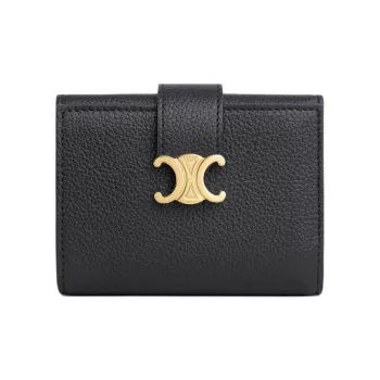 CELINE Victoire Cow Leather Wallet Women's Black