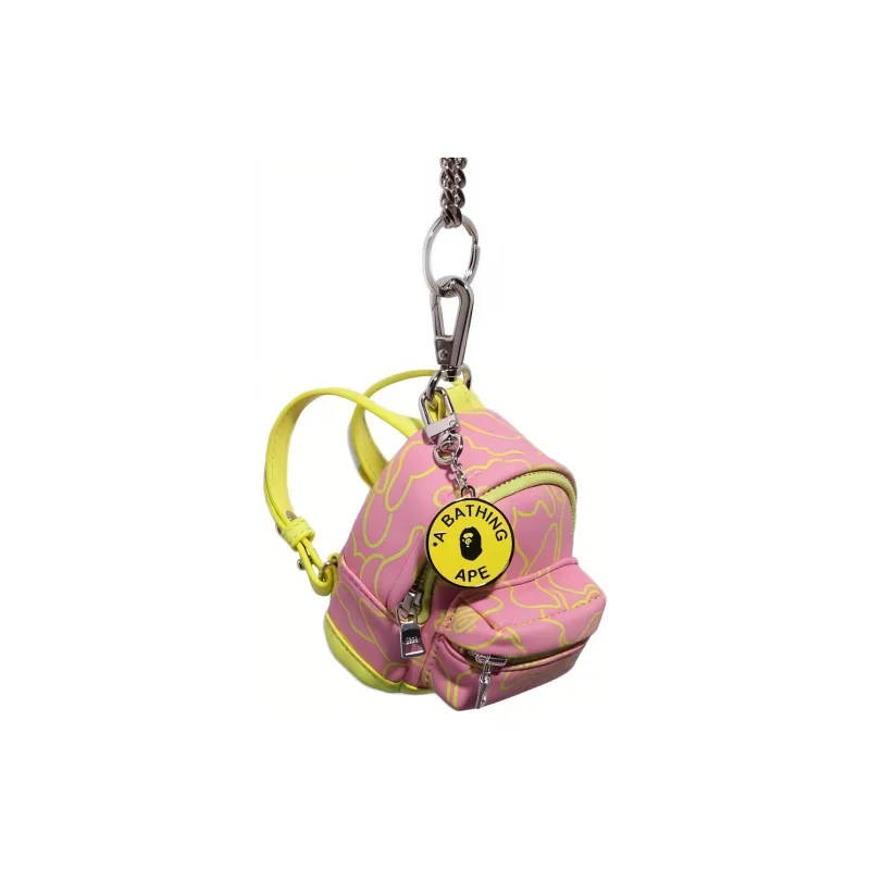 A BATHING APE Synthetic Leather Backpack Large Size Women's Pink/Sax Blue-1