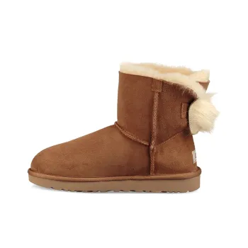 UGG Fluff Bow Mini Fleece Lined Brown Women's