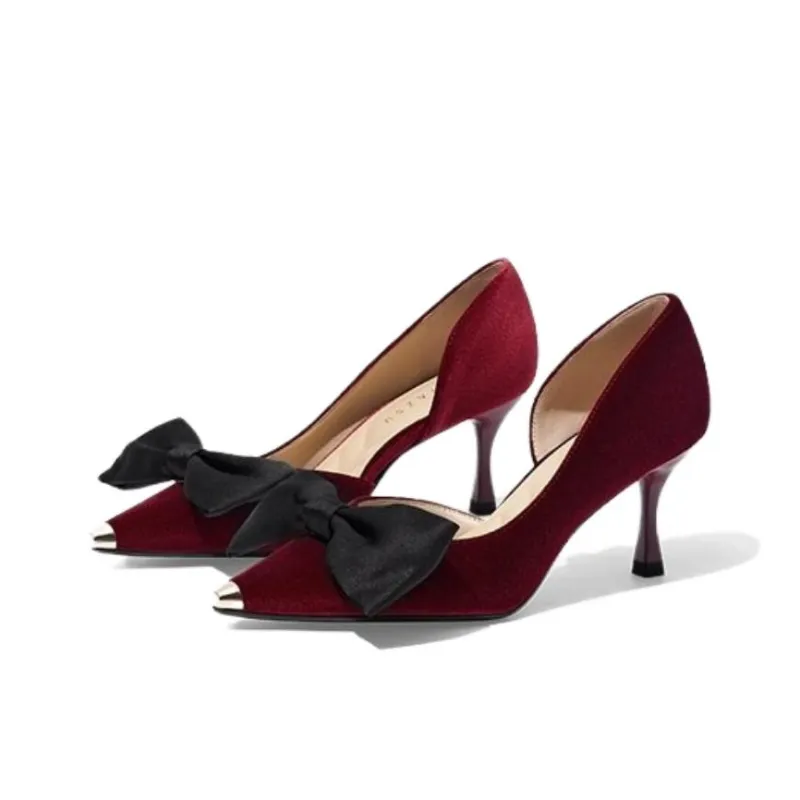 ZSAZSAZSU Slim Heel High Heels 7cm Women's Dark Maroon-1