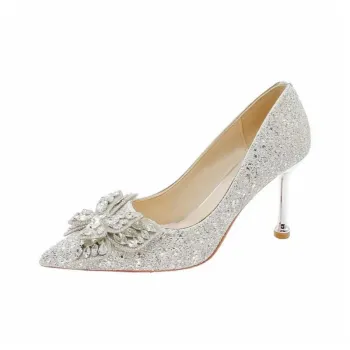 CHILI Slim Heel High Heels Women's Silver