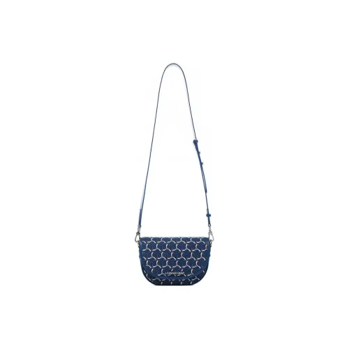 LI-NING 1990 Classic Collection Cow Leather Saddle Bag Crossbody Bag Regular Women's New Battleship Blue