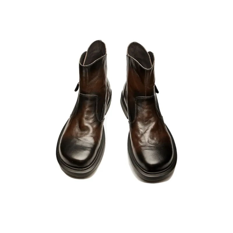 Brounvanm Ankle Boots 3CM Men's Black Coffee-17