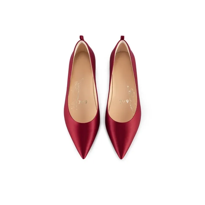 7or9 Red Velvet Cake Chunky Heel High Heels 3.5cm Women's Red-2