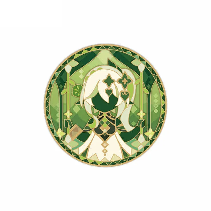 GenShin Hu Tao Nasiya Naville Furina Leosli Zhongli Linny Rainbow Invitation Collection Rotating Metal Genshin Badges-1