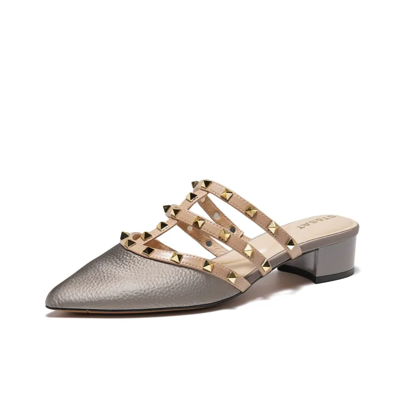 ST&SAT Mulu Breeze, Fashion Pointed Toe Outerwear Mules Ecru Silver Gray-7
