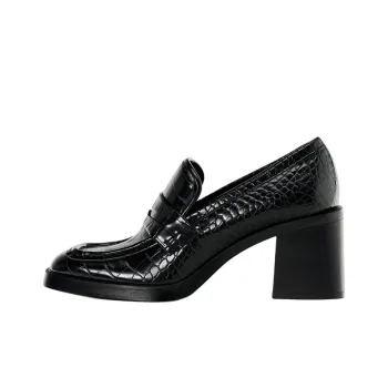 ZARA Chunky Heel High Heels 8cm Women's Black