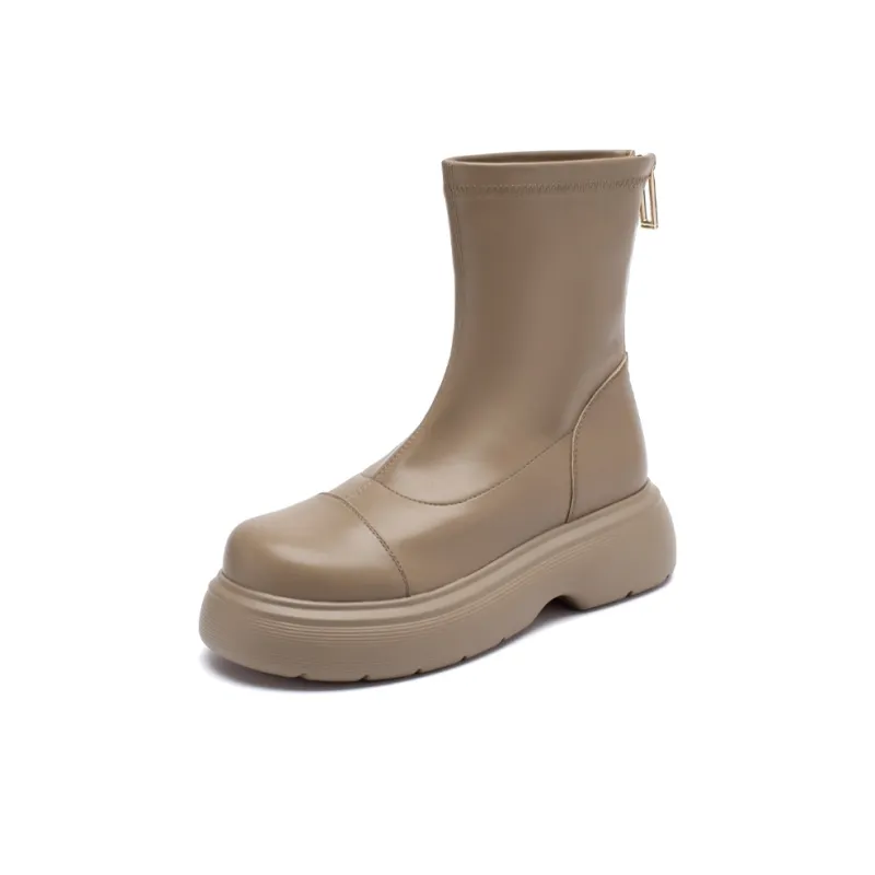 AGSDON Ankle Boots Women's Black/Milk Tea/Beige-7