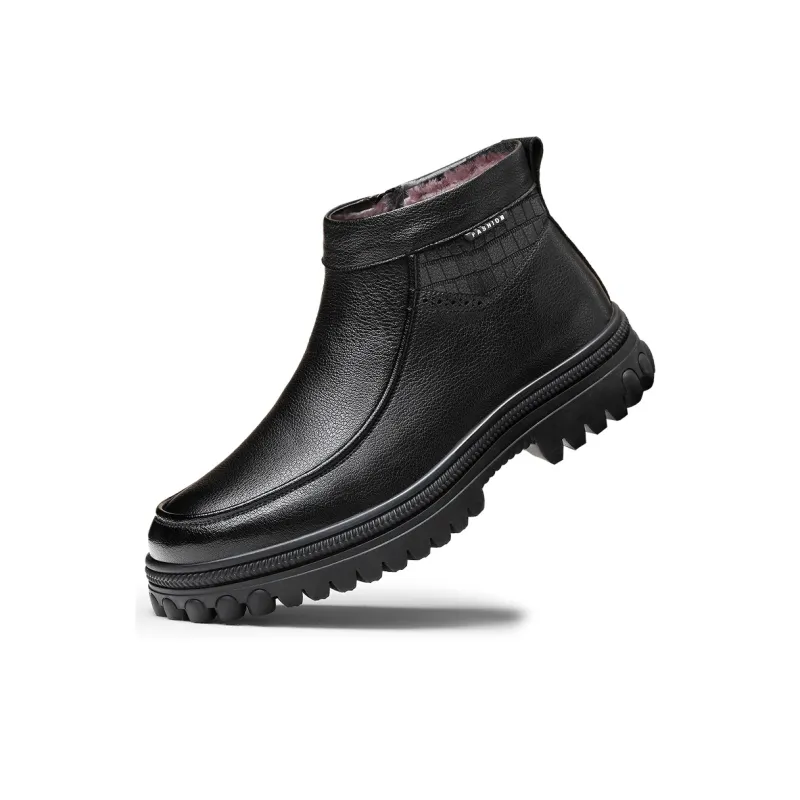 Beidouniao Warm Short Snow Boots Men's Black-1