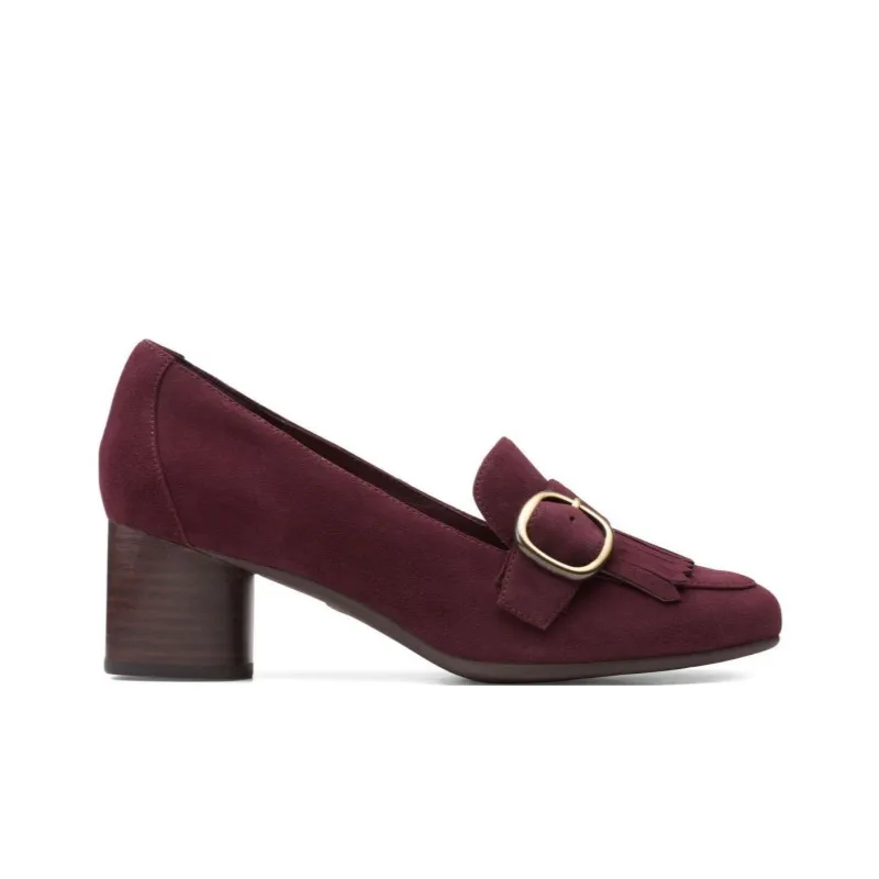 Clarks Chunky Heel High Heels 6cm Women's Burgundy-1