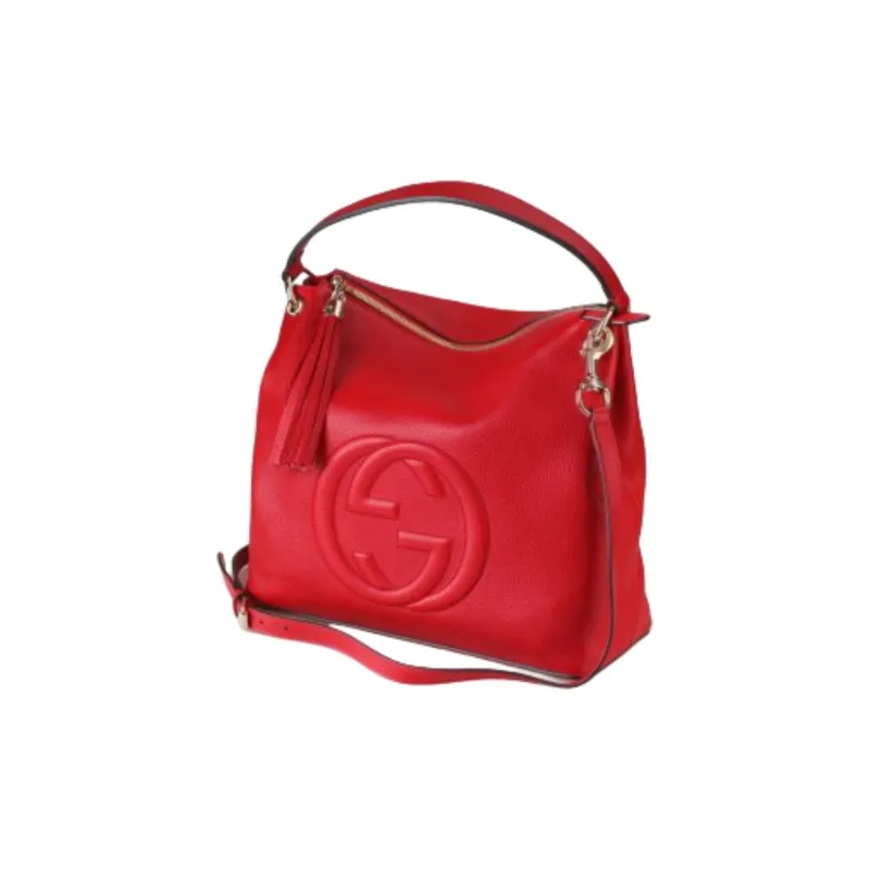 GUCCI Soho Leather One Shoulder Handbags Women's Red-1