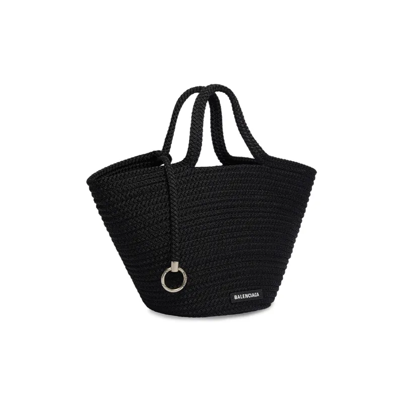 Balenciaga IBIZA Nylon With Lambskin Basket Bag Handbag Medium Size Women's Black-2