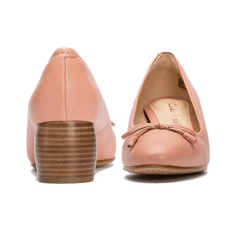 Clarks Chunky Heel High Heels 5.5cm Women's Light Pink-4