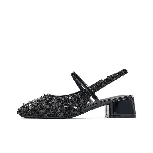 EBLAN Chunky Heel High Heels Women's Black