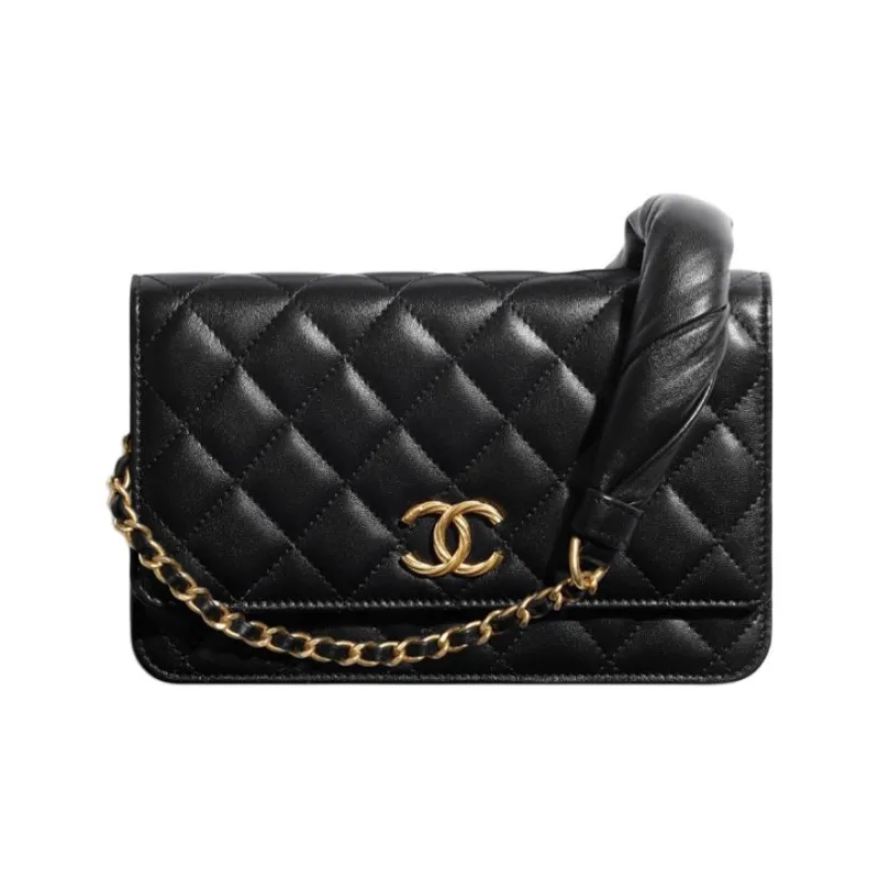 CHANEL Lambskin Leather And Metal Chain Flap Bag Shoulder Bag Women's Black-0