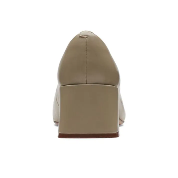 Clarks Chunky Heel High Heels Women's Light Khaki-3